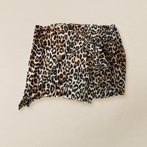 leopard print sheer mini wrap skirt/cover up tate mcrae